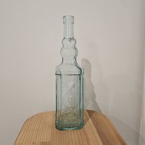 Vetreria Etrusca Embossed Glass Decorative Bottle in Light Aqua